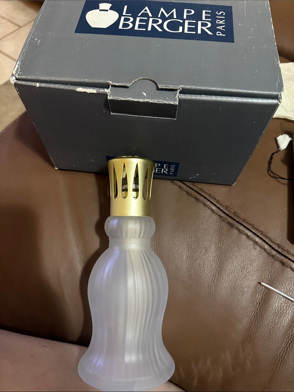 Lampe Berger Paris Frosted Glass Fragrance Lamp with Gold Top